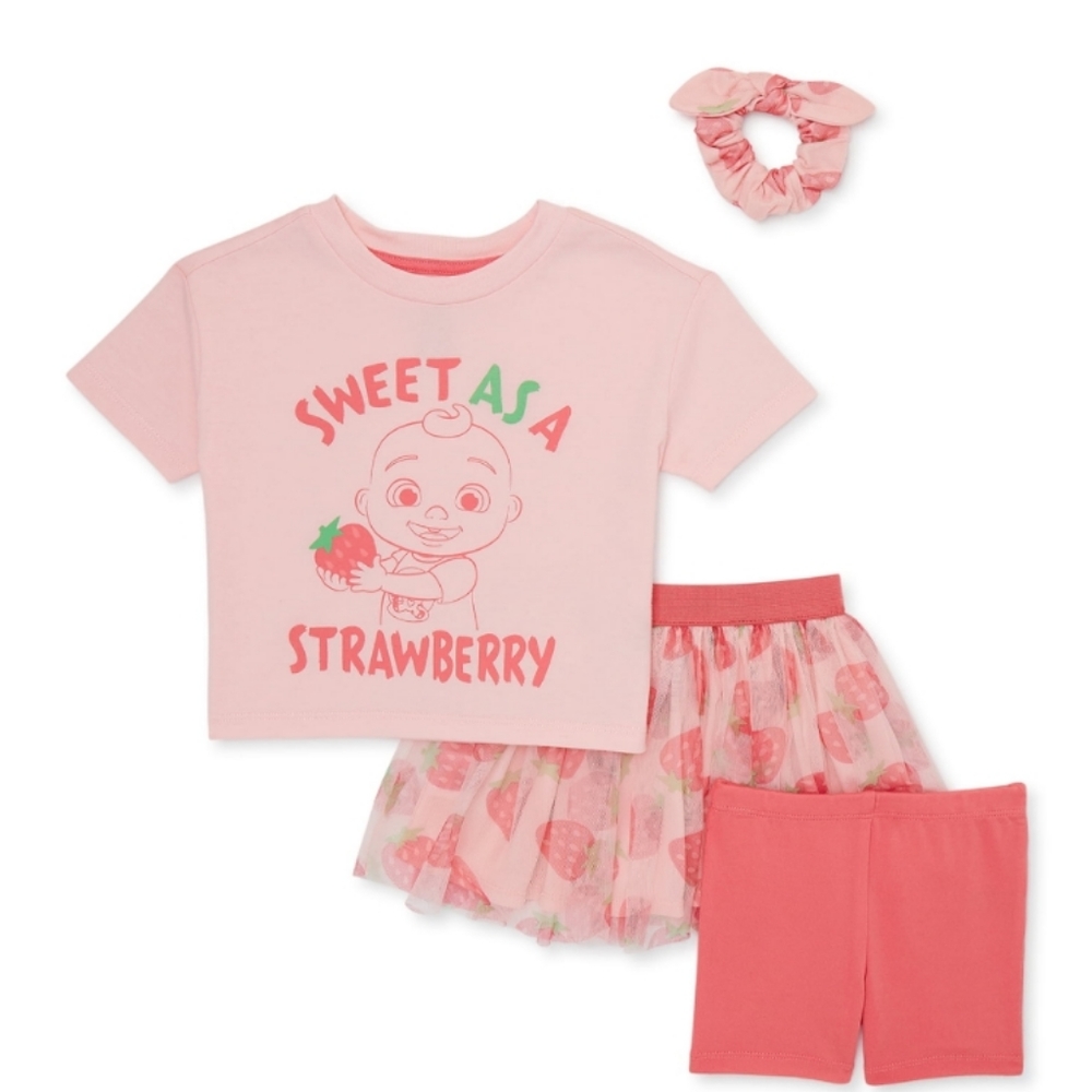 💖🤱CoComelon Pink "Sweet as a strawberry" 4-Piece set (Size 12 months)